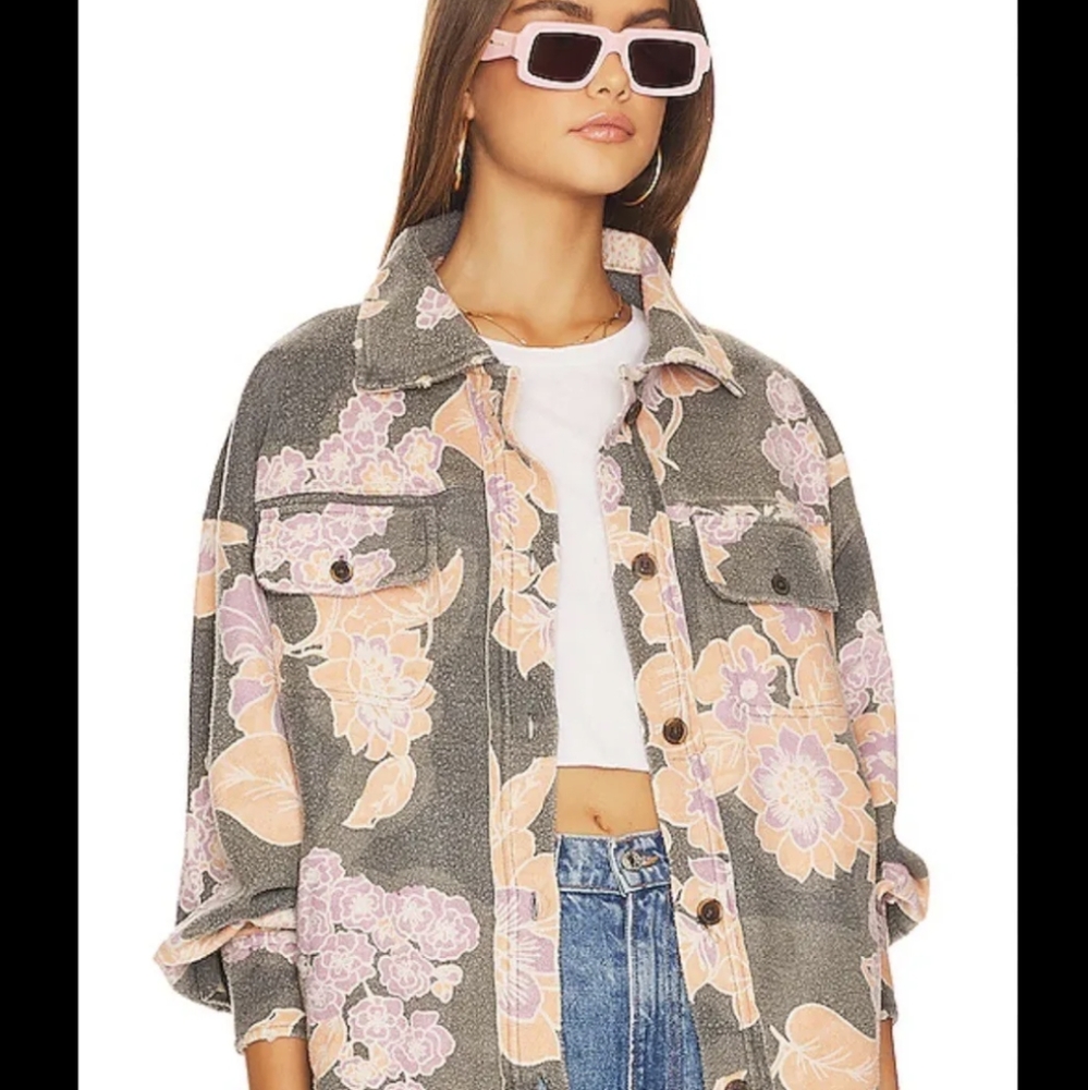 NWT Free People Floral Ruby Shirt Jacket, SM
